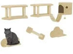 PawHut Katzen Kletterwand Set, 5-teilig Katzenm&ouml;bel mit Kratzstamm Leiter Haus...