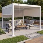 Pergola MCW-P65 mit 3x Seitenwand, Rollo Terrassen&uuml;berdachung Garten
