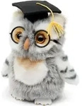Uni-Toys - Eule (grau-wei&szlig;) mit Doktorhut und Brille - 18 cm (H&ouml;he) -...