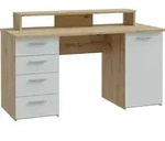 Schreibtisch - 145 x 60 cm - Artisan Eiche Nachbildung - Hellgrau matt - 1 T&uuml;r - 4