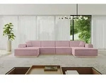 ALTDECOR Ecksofa in U-Form IREA-U2 386x165x80 cm Rosa Corner Sofa Bett Eckcouch...