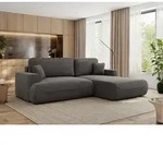 MKS MEBLE Ecksofa OVO mit Schlaffunktion und Bettkasten, Dunkelgrau Velvet,...