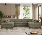 Ecksofa mit Schlaffunktion, Bettkasten, U-form, einstellbare Kopfst&uuml;tzen,