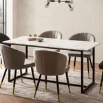 WOHNLING Esszimmertisch 200x90x76 cm K&uuml;chentisch Wei&szlig; in Marmor-Optik Modern