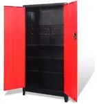 vidaXL Werkzeugschrank mit 2 T&uuml;ren Stahl 90x40x180 cm Schwarz/Rot - Schwarz/Rot