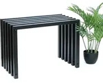 DanDiBo Hocker Metall Schwarz Sitzbank Massiv Wetterfest 60 cm Sitzhocker Ela Modern