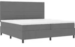 vidaXL LED Boxspringbett Hellgrau und Wei&szlig; 200 x 200 cm Cordstoff - Hellgrau