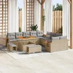 vidaXL Gartensofa-set 13 pcs Beige Poly-Rattan - Beige