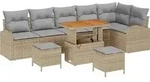 vidaXL Gartensofa-set mit Kissen 9 pcs Beige Poly-Rattan - Beige
