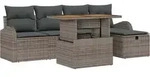 vidaXL Garten-Sofa-Set 6 pcs Grau Poly-Rattan - Grau