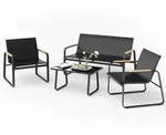 Mondeer Gartenm&ouml;bel Set 4-tlg Sitzgruppe Balkon Terrasse mit Mesh-Gewebe &