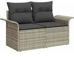 vidaXL Garten-Sofa-Set mit Kissen mit Speicher 9 pcs Hellgrau - Hellgrau