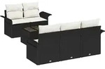 vidaXL Sofa Set mit Kissen 6 pcs Schwarz Poly-Rattan - Schwarz