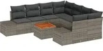 vidaXL Gartensofa-set mit Speicher 9 pcs Grau Poly-Rattan - Grau
