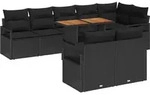 vidaXL Garten-Sofa-Set mit Speicher 9 pcs Schwarz Poly Rattan - Schwarz