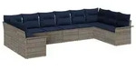vidaXL Gartensofa-set mit Speicher 10 pcs Hellgrau Poly-Rattan - Grau