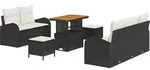 vidaXL Gartensofa-set mit Kissen 8 pcs Schwarz Poly-Rattan - Schwarz