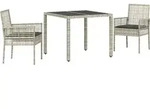 vidaXL Garten Essgruppe 3 pcs Hellgrau Poly-Rattan - Hellgrau