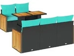 vidaXL 6-teiliges Gartensofa-Set mit Kissen, schwarz, Polyrattan, Akazie -...
