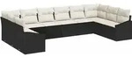 vidaXL Gartensofa-set 10 pcs Schwarz und Creme Poly-Rattan - Schwarz