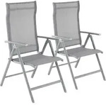 SONGMICS Gartenstuhl (2 St),8-fach verstellbare R&uuml;ckenlehne,Campingstuhl grau - Grau