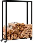 CLP Kaminholzst&auml;nder Hilta mit Rollen aus stabilem Metall schwarz 25x80x100 cm...