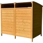 M&uuml;lltonnenbox Doppelbox 140x85x127 cm Holz/Zink, 2&times;120 L Tonnen, Klappdeckel -