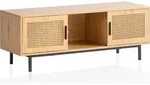 WOHNLING Lowboard Eiche-Nachbildung mit Wiener Geflecht 120x45,5x40 cm TV-Kommode
