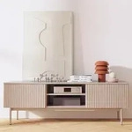 BEAUTYSOFA | TV-Schrank SOFT 150 cm Kaschmir, Fernseherschrank mit 2 T&uuml;ren, offene