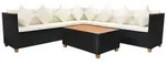 vidaXL 5-tlg. Garten-Lounge-Set mit Auflagen Poly Rattan Schwarz - Schwarz