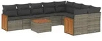 vidaXL 10-tlg. Garten-Sofagarnitur mit Kissen Grau Poly Rattan - Grau