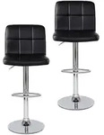 dibea Barhocker 2er Set, Bequemer Drehhocker mit Kunstleder, verchromtem Gestell &