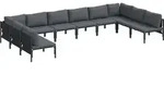 vidaXL Gartensofa-set mit Kissen 10 pcs Schwarz Stahl - Grau