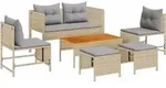 vidaXL Gartensofa-set mit Kissen 6 pcs Beige und Hellgrau Poly-Rattan - Beige