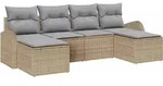 vidaXL Gartensofa-set mit Kissen 6 pcs Beige Poly Rattan - Beige