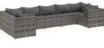 vidaXL 7-tlg. Garten-Lounge-Set mit Kissen Grau Poly Rattan - Grau