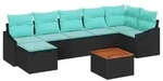 vidaXL Gartensofa-set mit Kissen 8 pcs Schwarz Poly-Rattan - Schwarz