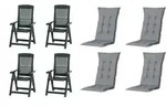 Progarden Klappsessel Tampa mit Auflage 4er Set gr&uuml;n / grau - Gr&uuml;n/Grau