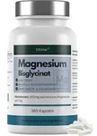Magnesiumbisglycinat, hochdosiert 1365mg pro Tagesdosis, 365 vegane Kapseln von