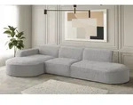Ecksofa Designersofa PALMA in Stoff Ascot Toffee Ottomane Links - Braun