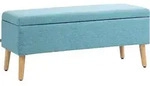 HOMCOM Sitzbank Polsterbank mit Stauraum scandinavia Polyester Holz Blau - Blau