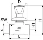 Js Up-Ventil, Dreikanthaubengriff Dn15,Ig 1/2",Messing