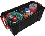 Aufbewahrungsbox mit R&auml;dern Iris Schwarz/Rot Polypropylen 170 L 49 x 103 x 50...