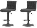 2er Set Barhocker Bistrohocker Erika - Bezug Webstoff Anthrazit - 360&deg; drehbar,