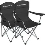 SONGMICS Campingstuhl Klappstuhl, 2er Set, bis 150 kg belastbar - Schwarz
