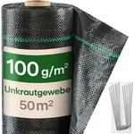 Praknu 50m2 Anti Unkrautgewebe 100g/m2 mit 24 Erdanker - Wasserdurchl&auml;ssig &...