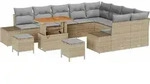 vidaXL Gartensofa-set mit Kissen 12 pcs Beige Poly-Rattan - Beige
