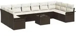 vidaXL Gartensofa-set mit Kissen 11 pcs Braun Poly-Rattan - Braun