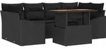 vidaXL Garten-Sofa-Set mit Speicher 7 pcs Schwarz Poly Rattan - Schwarz