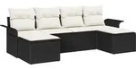 vidaXL Gartensofa-set mit Speicher 6 pcs Schwarz Poly-Rattan - Schwarz